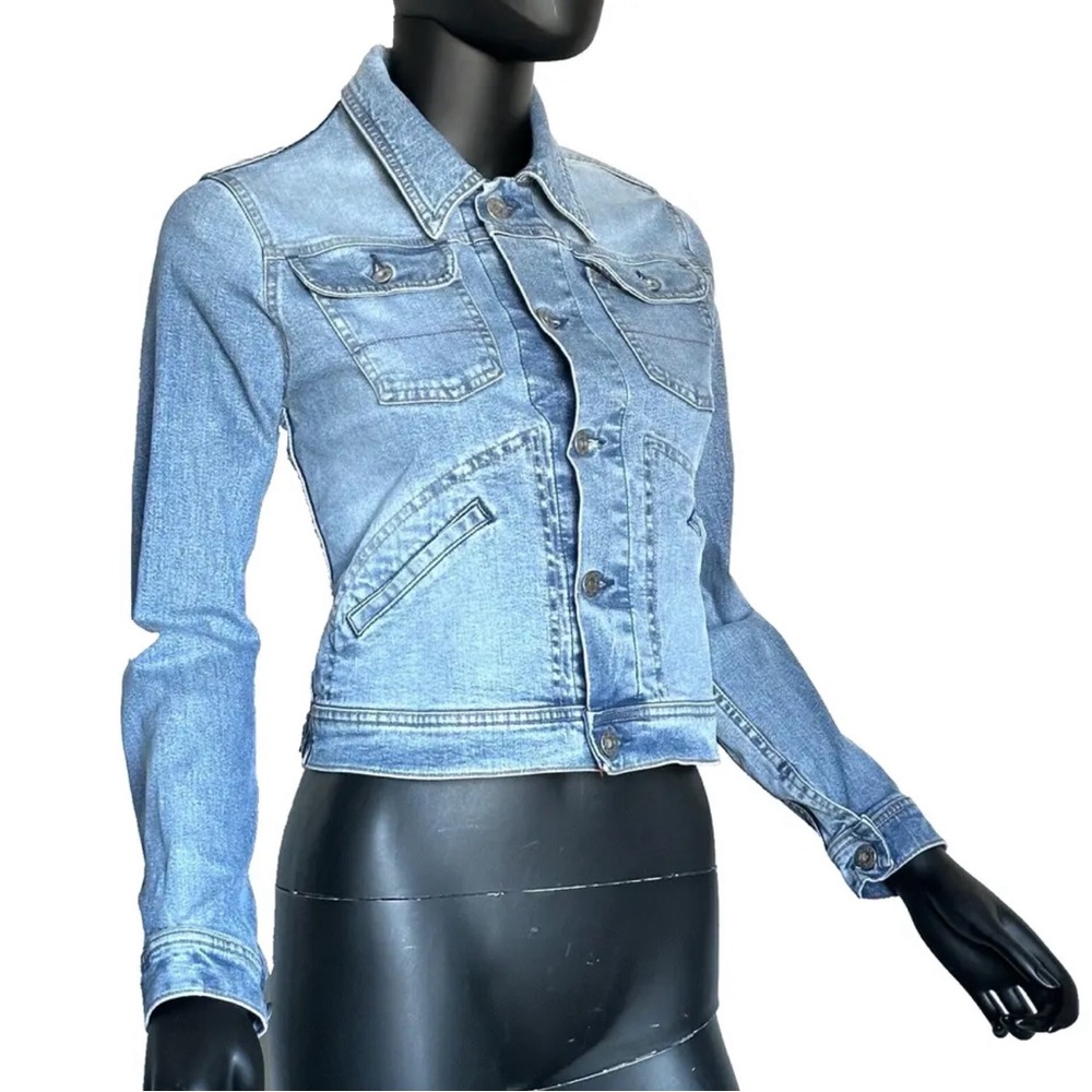 Italy Blue Denim Jacket Button Stretch Jean Jacket XS By DDCLAB Cotton